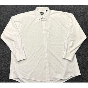 Shaquille ONeal XLG Mens 18.5 36/37 White Blue Cooling Stretch Dress Shirt